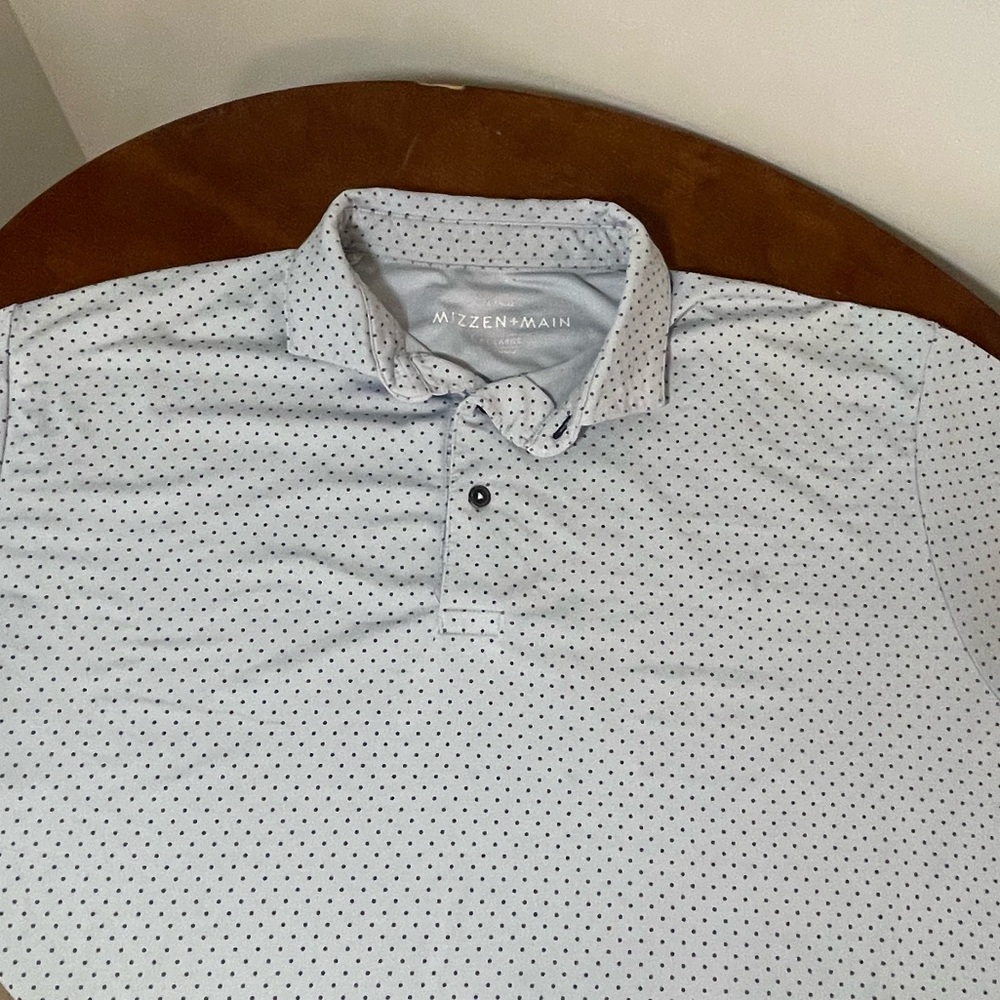 Mizzen and Main Phil Mickleson Men's Light Blue Polka Dot Golf Polo Shirt Sz XXL
